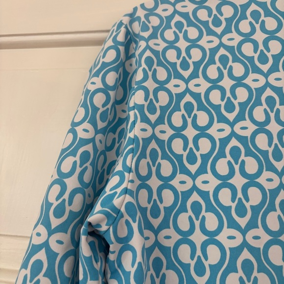 J. McLaughlin Catalina Cloth Shirt Signature Tee Blue Patterned Top‎ Size Small - Picture 8 of 10